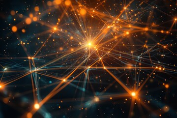 Obraz premium Dynamic starburst patterns with radiant lines and glowing intersections on a dark backdrop