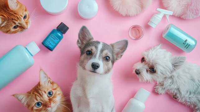 Pet Grooming Supplies and Adorable Pets