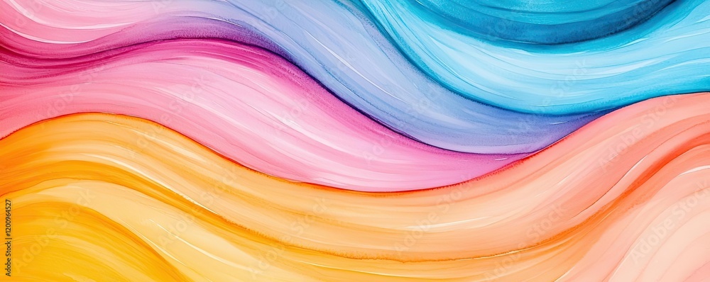 Poster playful watercolor concept. a vibrant abstract wave pattern showcasing a blend of colorful hues and 