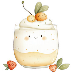 simple watercolor illustration of A Pudding.