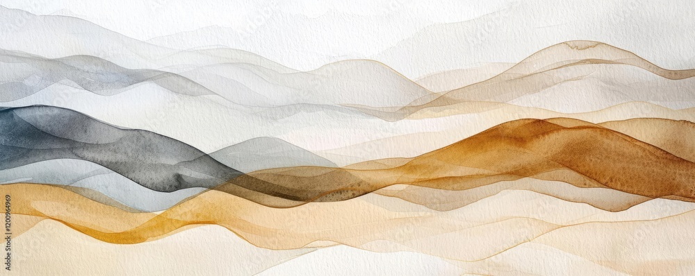 Aufkleber neutral watercolor concept. abstract watercolor waves in soft tones create a calming artistic backgr