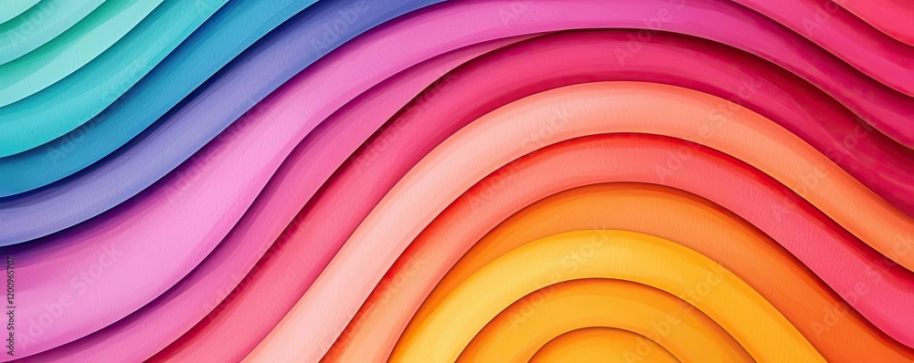 Poster playful watercolor concept. vibrant abstract waves creating a dynamic, colorful background for creat