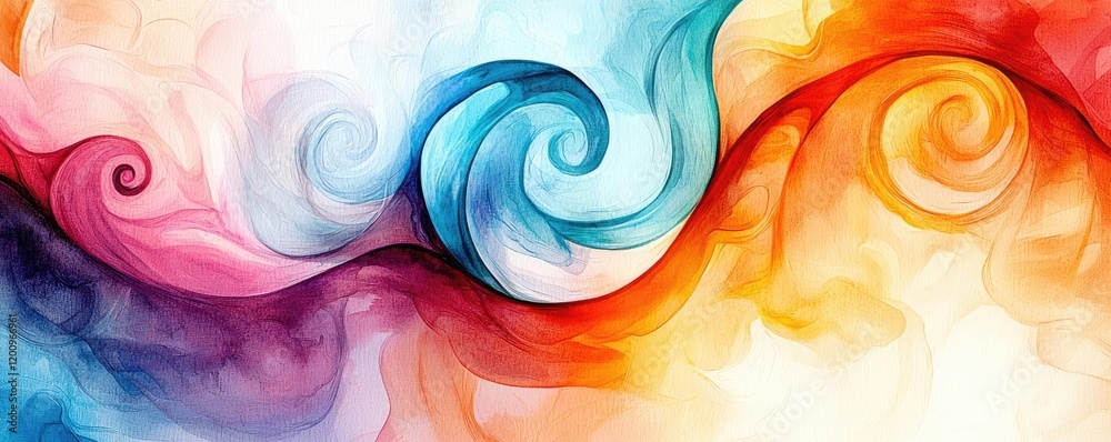 Poster playful watercolor concept. colorful swirls of paint create a mesmerizing abstract background for cr