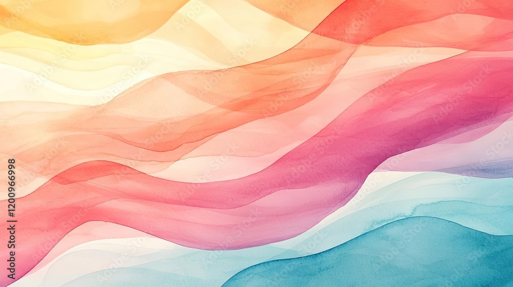 Poster playful watercolor concept. abstract flowing waves in vibrant colors create a calming and artistic b