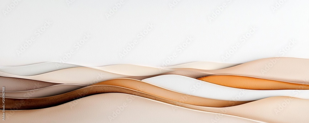 Poster neutral watercolor concept. abstract view of serene wavy dunes in soft neutral tones, evoking calm a