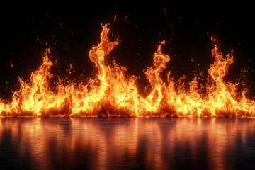 Flames of fire on black background