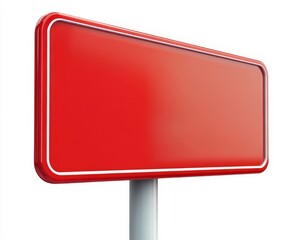 Blank red rectangular sign on white background.