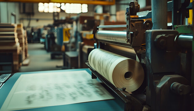 The offset press in the production process is in the printing factory