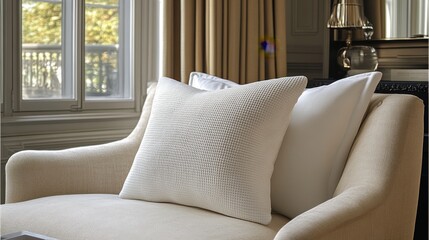 Soft Textured Decorative Pillows on Cozy Sofa in Elegant Room