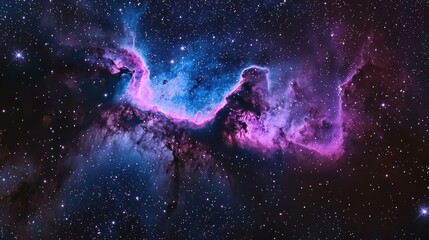 Obraz premium Cosmic Nebula: A Celestial Tapestry of Purple and Blue