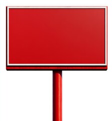 Blank red sign on red pole, isolated.