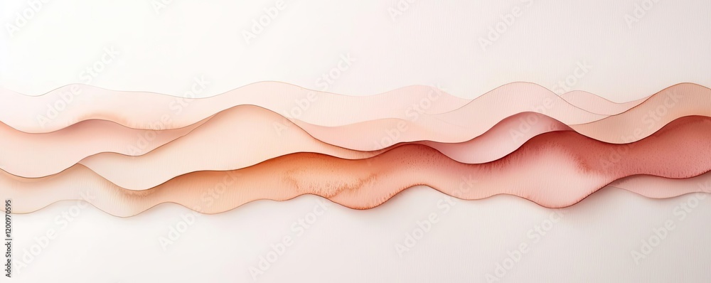 Aufkleber Minimalist watercolor idea. Abstract layered waves in soft pink tones create a soothing visual experience.