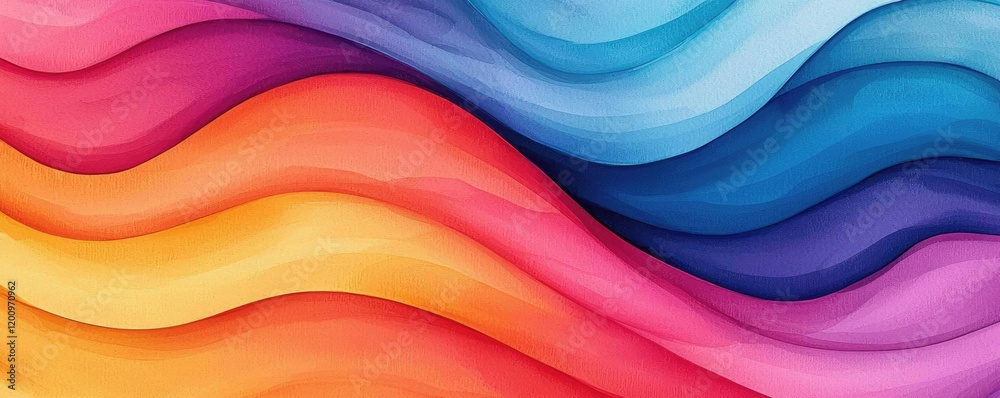 Poster playful watercolor concept. colorful abstract waves create a vibrant, dynamic visual experience.