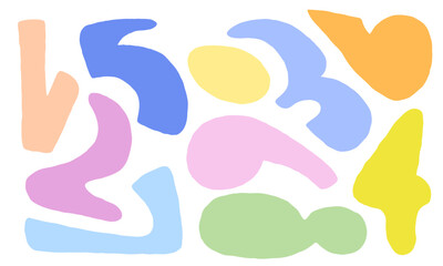 Pattern with numbers. Set of abstract number design shapes. Hand drawn illustration vector.