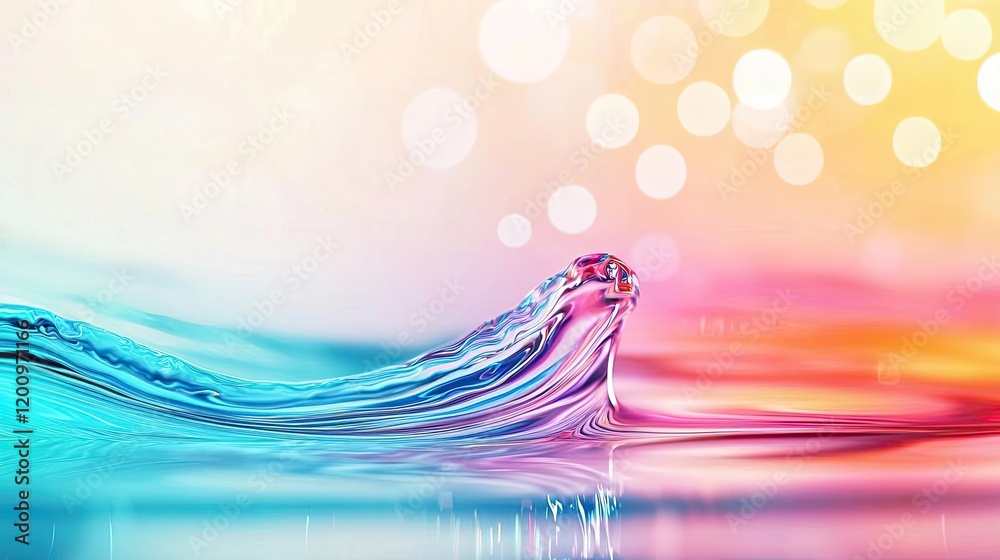 Poster playful watercolor concept. a vibrant splash of colorful water creating an artistic wave against a s