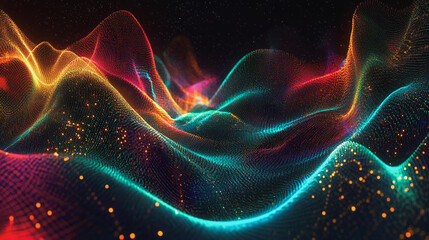 Fototapeta premium Abstract digital background electromagnetic wave background Innovation digital wave background information technology background The background is the background. gradient wave digital wave banner