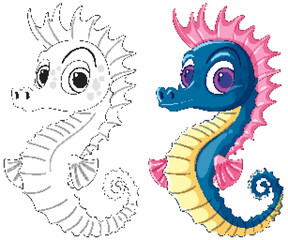 Colorful Seahorse Vector Illustration