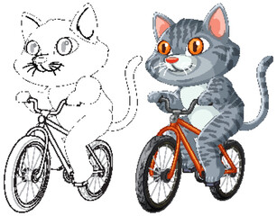 Cat Riding a Bicycle Illustration