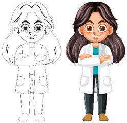 Confident Female Scientist Illustration