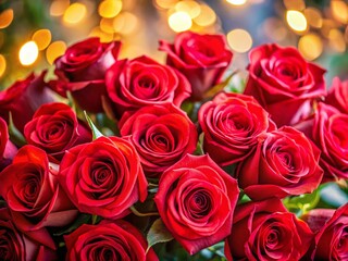 Fototapeta premium Beautiful Red Roses Gift Bouquet - High Resolution Stock Photo
