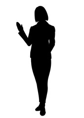 案内する女性のシルエット