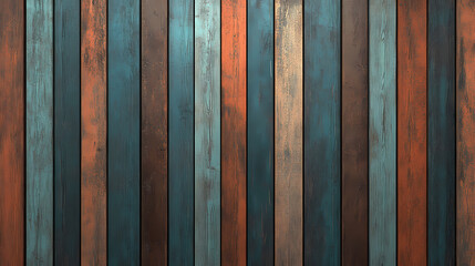Natural texture background of colorful wooden planks