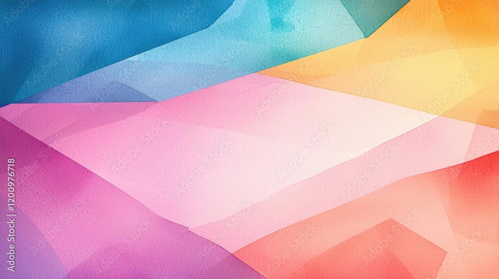 Aufkleber playful watercolor concept. a vibrant abstract background with colorful geometric shapes in soft gra