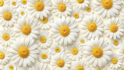 Fototapeta premium Elegant floral arrangement featuring a profusion of daisies in varying sizes, creating a delightful and harmonious pattern