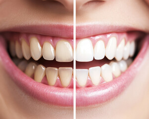 stunning transformation showcasing smile with missing teeth on one side and complete, bright smile on other. This highlights importance of dental health and aesthetics