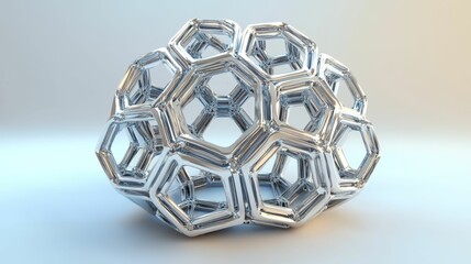 Fototapeta premium Metallic, geometric, hexagonal, sphere, abstract sculpture.