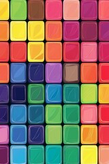 Color chart of squares in various colors, arranged neatly to create an abstract background. 