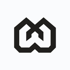 Letter W creative unique shape negative space abstract monogram logo idea