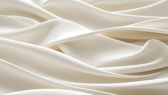 This image showcases an abstract composition that exudes a sense of fluidity and grace. The central focus is a series of undulating shapes that resemble waves or folds in a fabric, rendered in a palet
