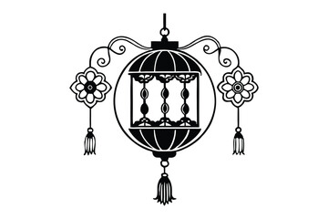 Line art illustration of an ornate Chinese lantern4.eps