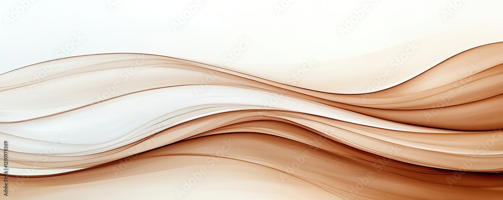 Poster neutral watercolor concept. elegant flow of soft, wavy lines in warm tones, creating a soothing abst