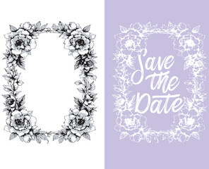 wedding card invitation design, wedding invitation card, flower frame, flower around, wedding card with flower frame