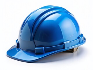 Blue Construction Hard Hat Safety Helmet Isolated on White Background - Stock Photo