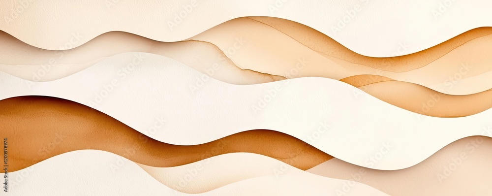 Poster neutral watercolor concept. abstract background with flowing shapes in warm tones of cream and beige