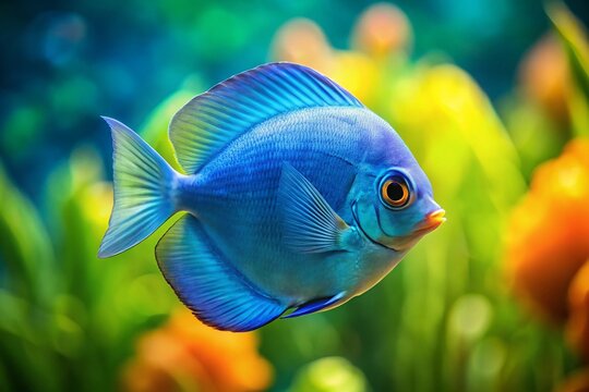 Blue Platax Fish (Platax orbicularis) Swimming -  Underwater Stock Photo