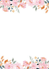 Watercolor flower frame background for wedding, birthday, card, background, invitation, wallpaper, sticker, decoration etc.