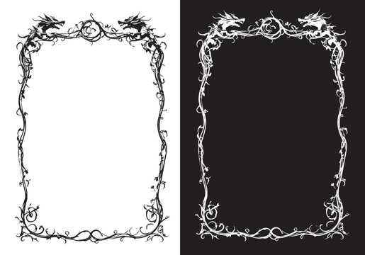 decorative dragon and twig frame ornate