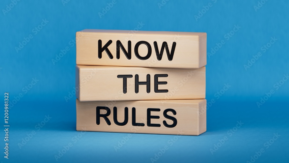 Fototapete know the rules symbol. wooden blocks with words know the rules.business and know the rules concept. 