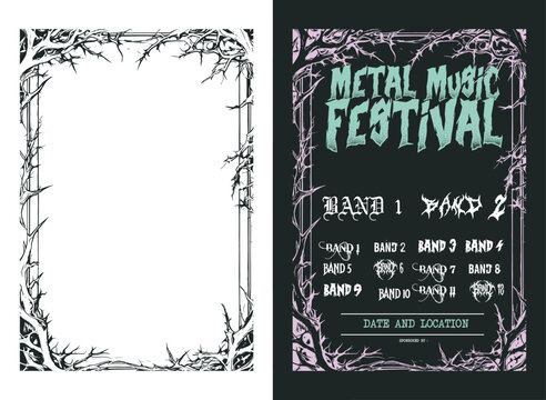 root frame death metal band poster, rock music poster, metal poster show, punk poster, root frame horror frame