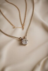 Fototapeta premium Diamond necklace on fabric background