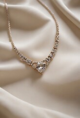 Fototapeta premium Diamond necklace on fabric background