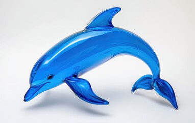 Fototapeta premium A vibrant blue balloon dolphin sculpture, mid-leap on a clean white background