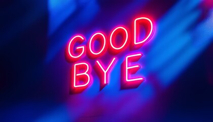 Neon Goodbye Sign: A Farewell in Vibrant Pink and Blue