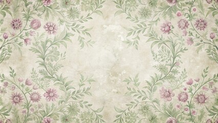 Elegant Vintage Floral Border Design on Antique Paper Texture