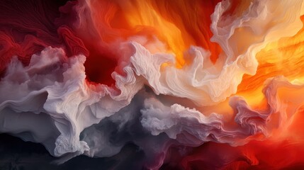Naklejka premium Abstract swirling colors resembling clouds and flames.