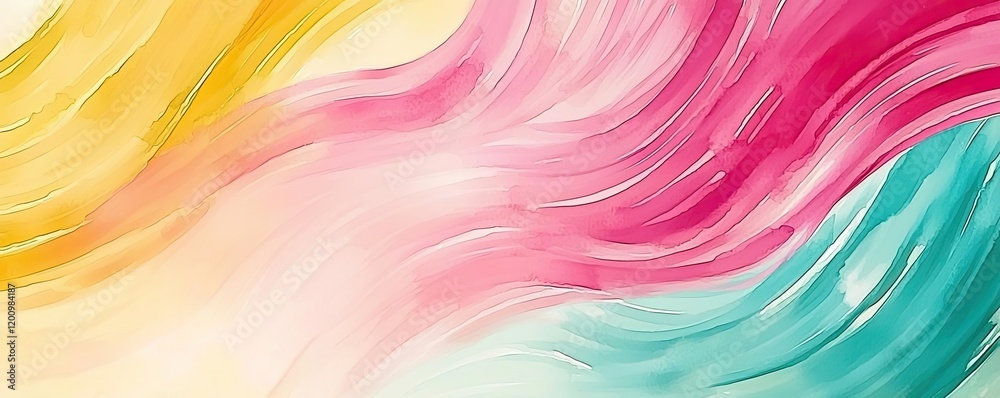 Poster Playful watercolor concept. Vibrant and colorful abstract design with flowing lines and smooth gradients.